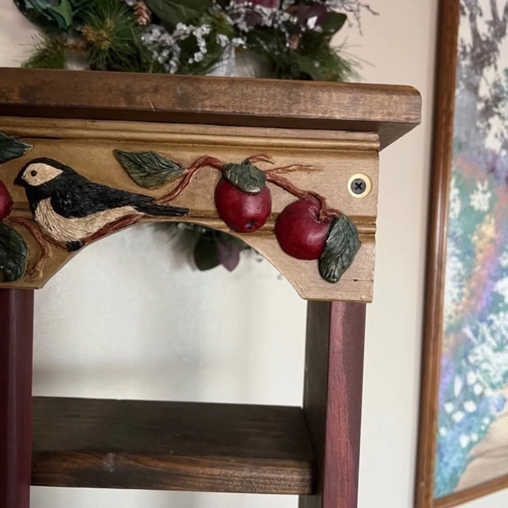 Rare Vintage Large Hand Carved Rustic Solid Wood Apple Bird Shelf❗️FINAL SALE